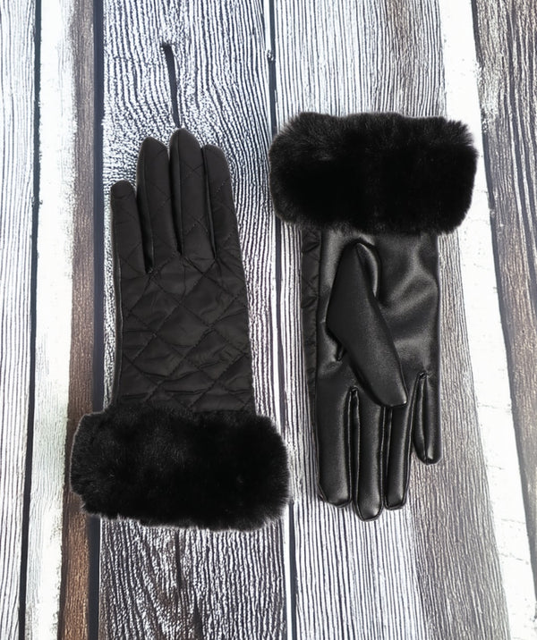 Remington - Black Rain Proof Glove with Faux Fur Cuff