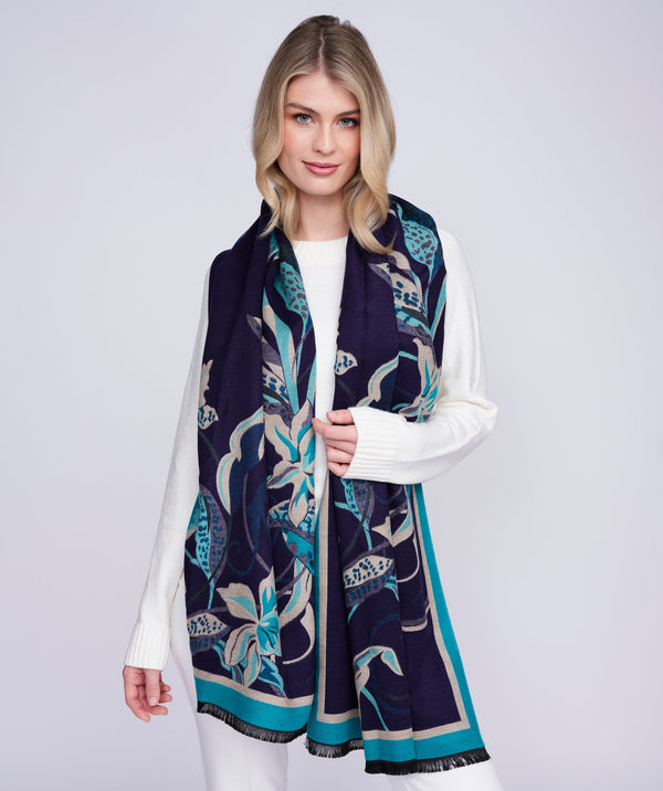 Rennie - Navy/Teal Floral Designer Wrap
