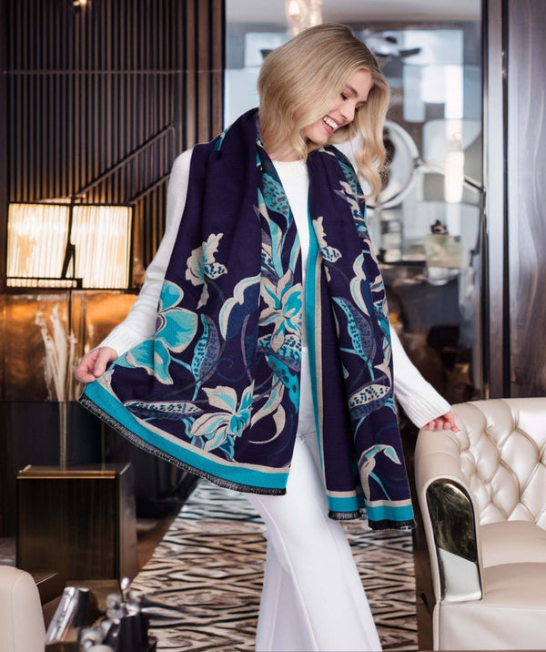 Rennie - Navy/Teal Floral Designer Wrap
