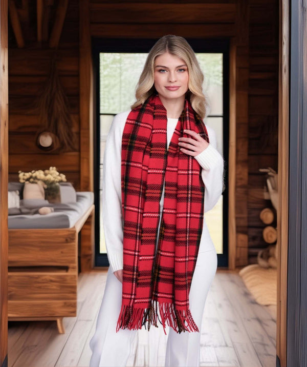 Reuben - Red Classic Soft Check Scarf