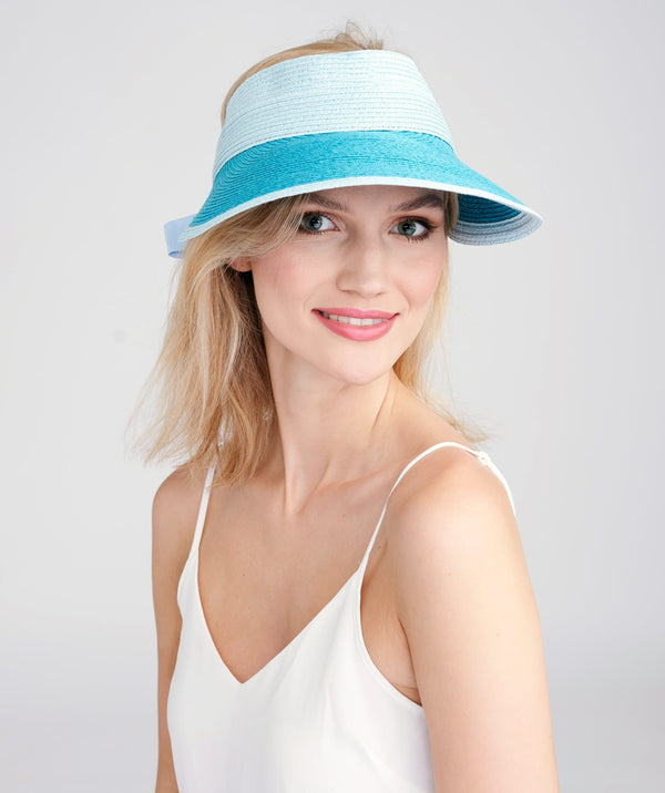 Rico - Blue Turquoise Two Tone Straw Visor