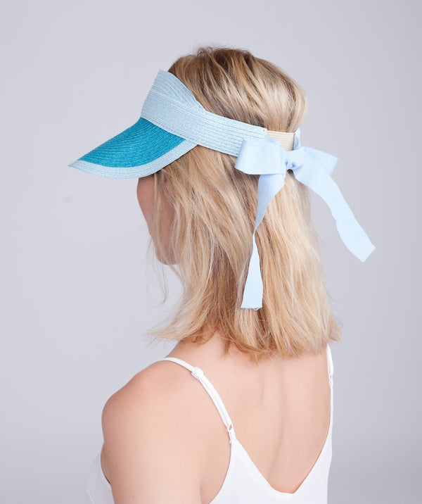 Rico - Blue Turquoise Two Tone Straw Visor