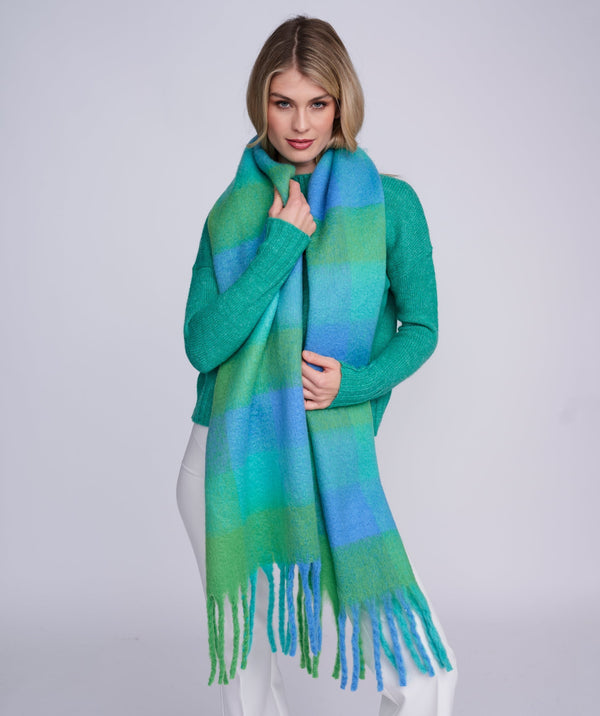 Santoro - Blue Bold Check Winter Scarf