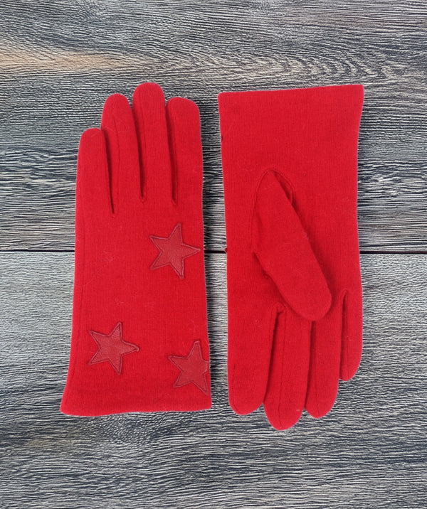 Uma - luvas de tecido vermelho com estrelas