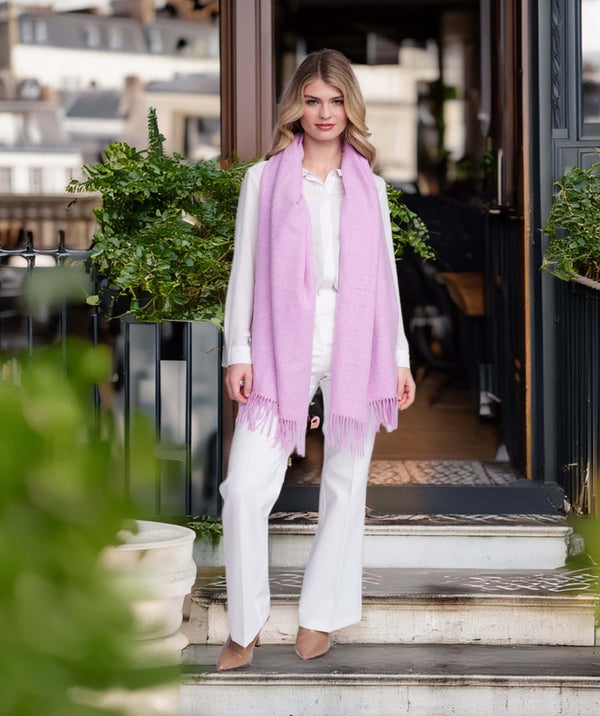 Willow - Lilac Oversized Oblong Scarf with Raw Edges