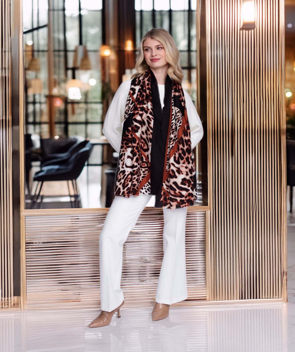Yolanda - Leopard Print Lightweight Winter Scarf