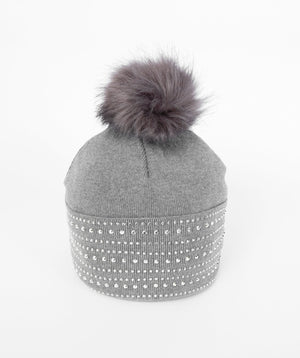 Women`s Winter Hat with Pom Poms - Silver Grey - Accessories, Adalyn, Hat, Silver Grey, Winter Accessories