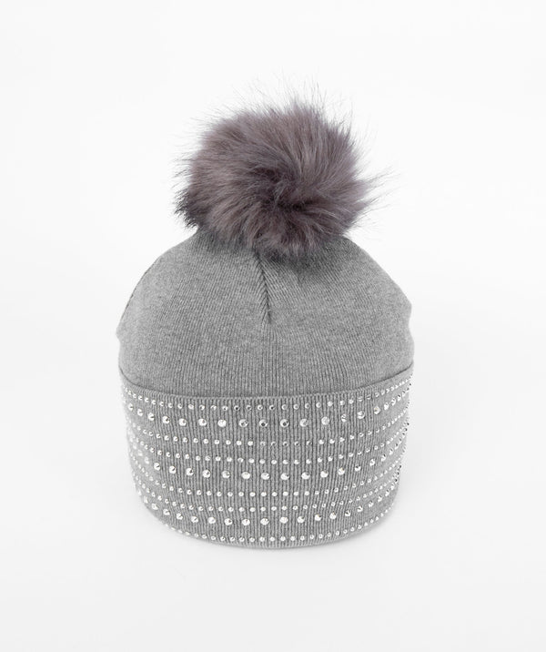 Women`s Winter Hat with Pom Poms - Silver Grey - Accessories, Adalyn, Hat, Silver Grey, Winter Accessories
