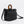 Black Straw Bag with Adjustable Shoulder Strap, Zip Closure, Tortoiseshell Handle