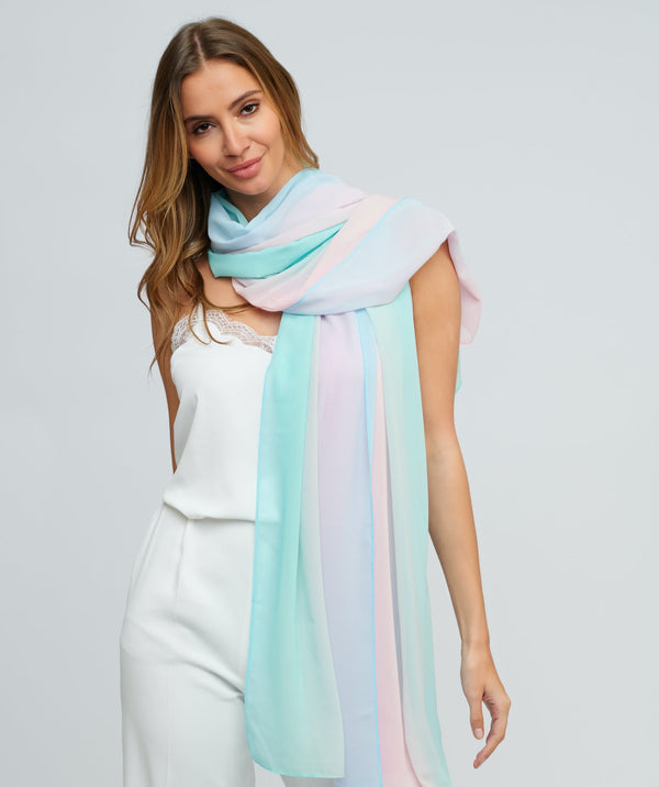 Pastel Ombre Print Scarf with Finished Edging