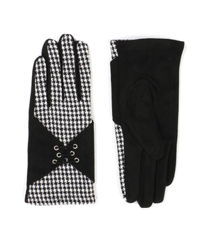 Womens Houndstooth Gloves - Black - Accessories, Amorette, Black, Glove, Winter Accessories