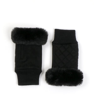 Quilted Fingerless Gloves - Black - Accessories, Black, Carlton, Glove, Winter Accessories