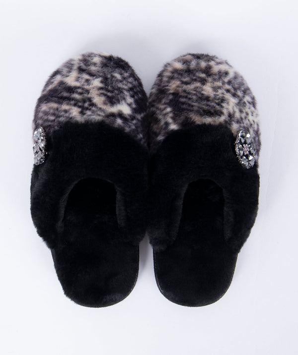 Faux Fur Slippers - Grey Marl - Carmen, Faux Fur, Footwear, Grey Marl, Slipper, Winter