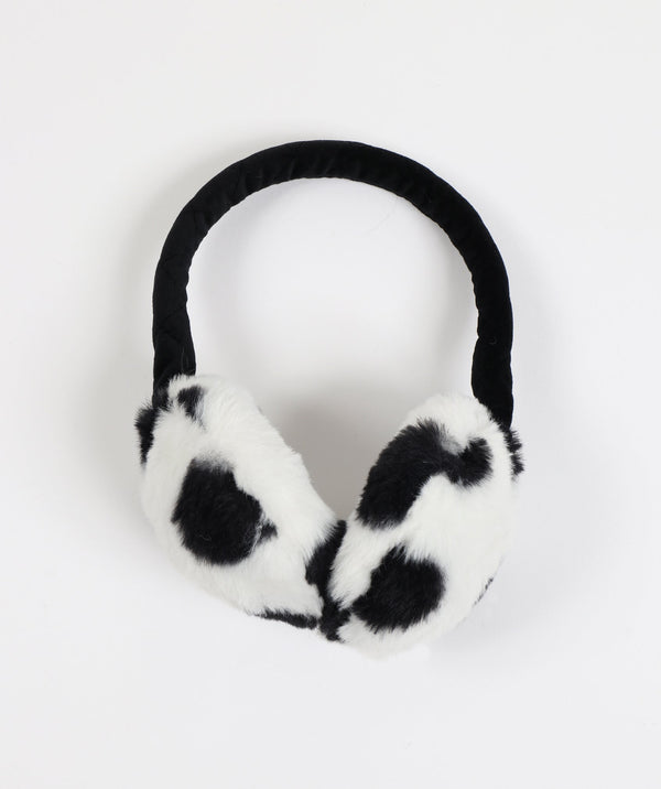 Polka Dot Faux Fur Earmuffs - Black-White