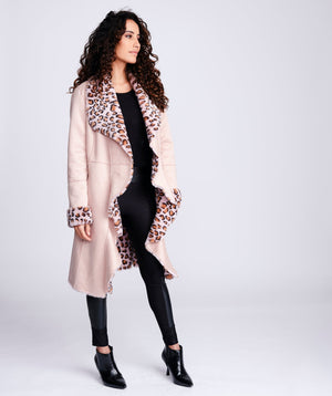 Leopard Faux Fur Coat Pink - Apparel, Coat, Dionne, Faux Fur, Outerwear, Pink, Winter