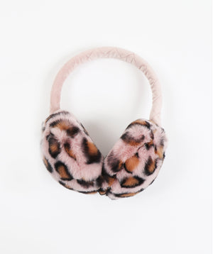 Leopard Print Faux Fur Earmuffs - Pink - Accessories, Dionne, Faux Fur, Hat, Pink, Winter Accessories