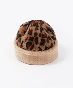 Leopard Print Faux Fur Hat - Black-Brown - Accessories, Dionne, Faux Fur, Hat, Leopard, Winter Accessories