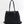 Black Woven Straw Bag with Button Snap Closure and Interior Pockets