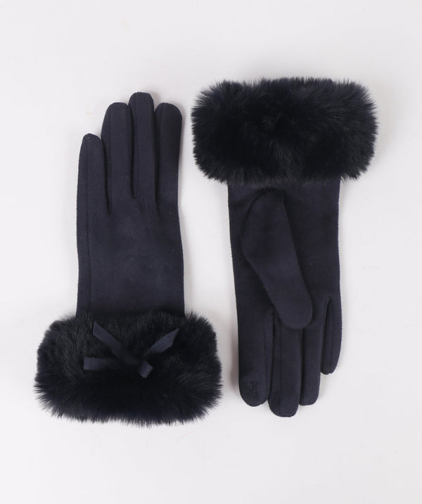Fur Cuff Gloves - Navy - Accessories, Elodie, Glove, Navy, Winter Accessories
