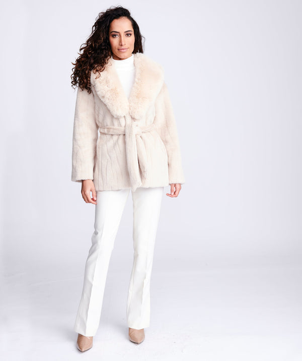 Faux Fur Belted Coat - Cream - Apparel, Coat, Cream, Faux Fur, Felicity, Outerwear, Winter