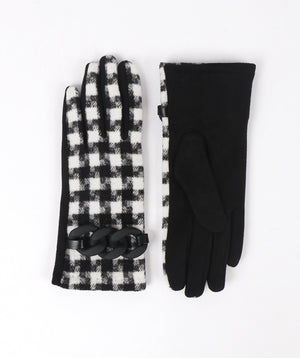Monochrome Check Gloves - Black/White - Accessories, Black/White, Fiona, Glove, Winter Accessories