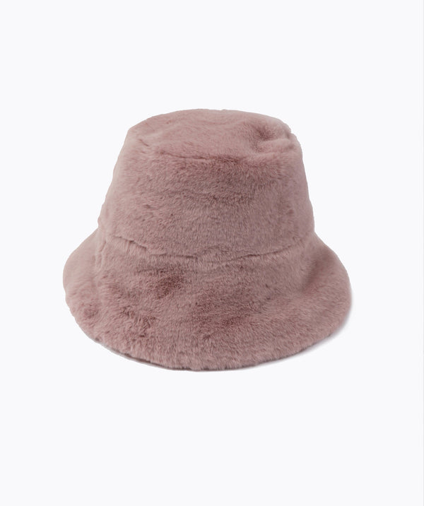 Hepburn - Dusty Pink Faux Fur Downbrim Hat