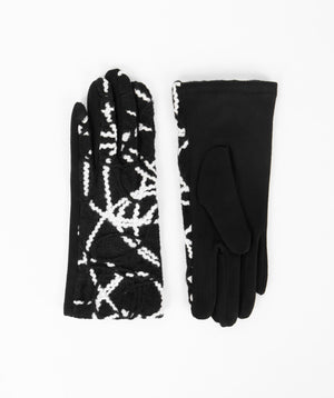 Monochrome Retro Design Gloves - Black/White - Accessories, Black/White, Glove, Jenni, Winter Accessories