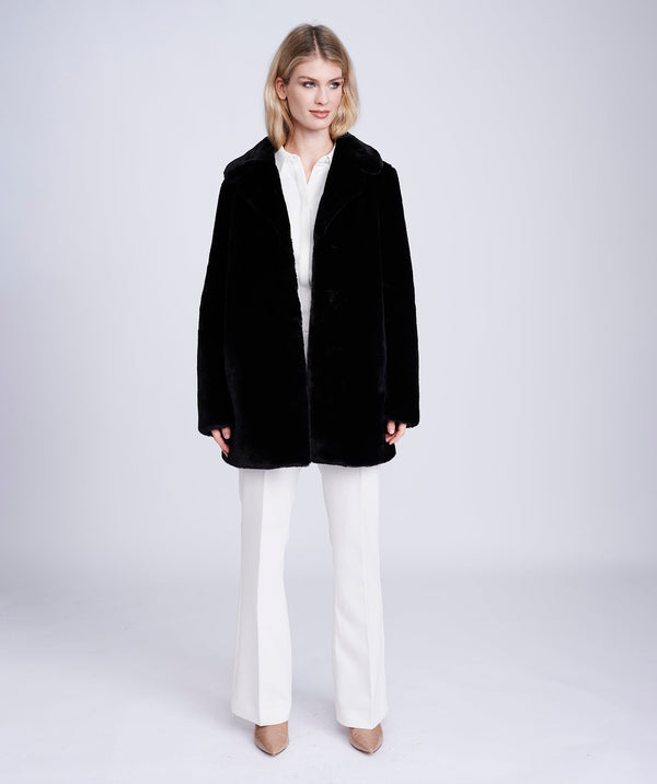 Women`s Faux Fur Coat - Black - Apparel, Black, Coat, Faux Fur, Kennedy, Outerwear, Winter