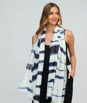 Black and White Linen Spring Summer Scarf