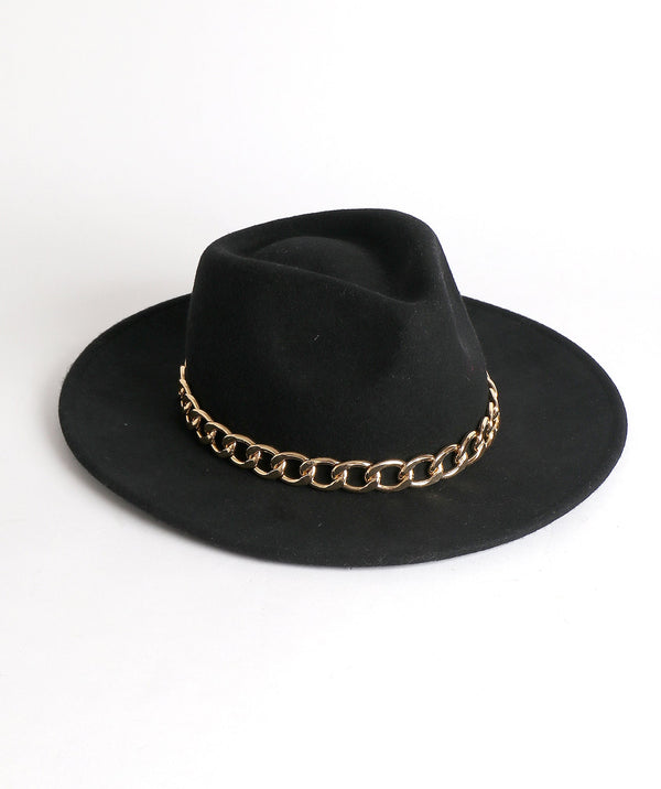 Chain Fedora Hat - Black