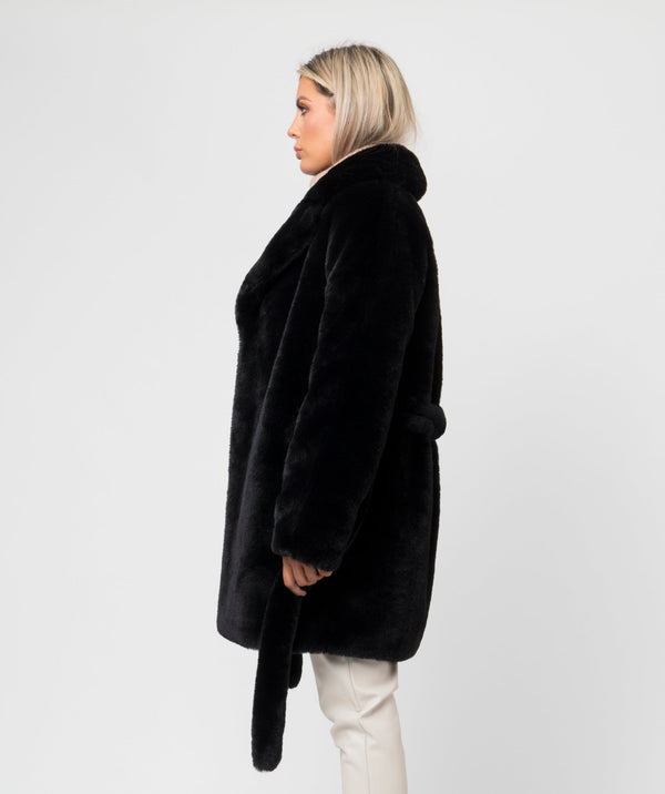 Luxury Faux Fur Coat - Black - Apparel, Black, Coat, Faux Fur, Michaela, Outerwear, Sale