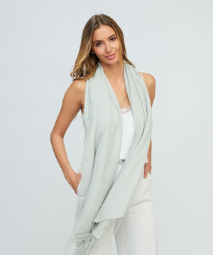 Silver Grey Oversize Pashmina Style Scarf with Fringe Detail