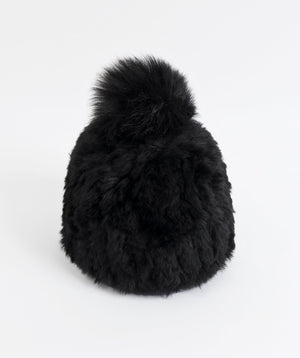 Eco Fur Beanie Hat - Black - Accessories, Black, Hat, Tazmin, Winter Accessories