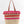 Natural and Pink Striped Tote Bag with Zip Closure and Interior Pockets