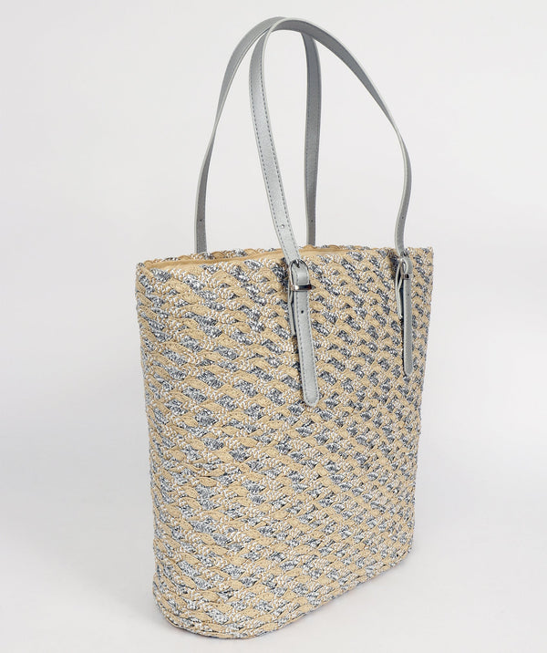 Silver Straw Summer Tote Bag