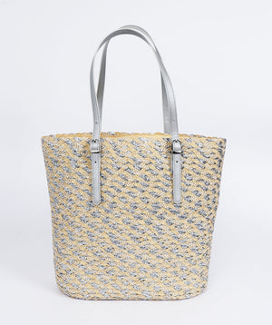 Silver Straw Summer Tote Bag