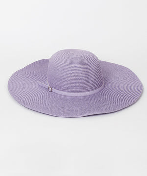 Lilac Straw Floppy Hat with Matching Belted Hat Band