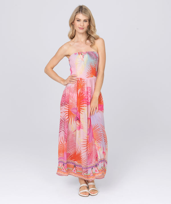 Adalia - vestido maxi sem alças rosa rosa quente