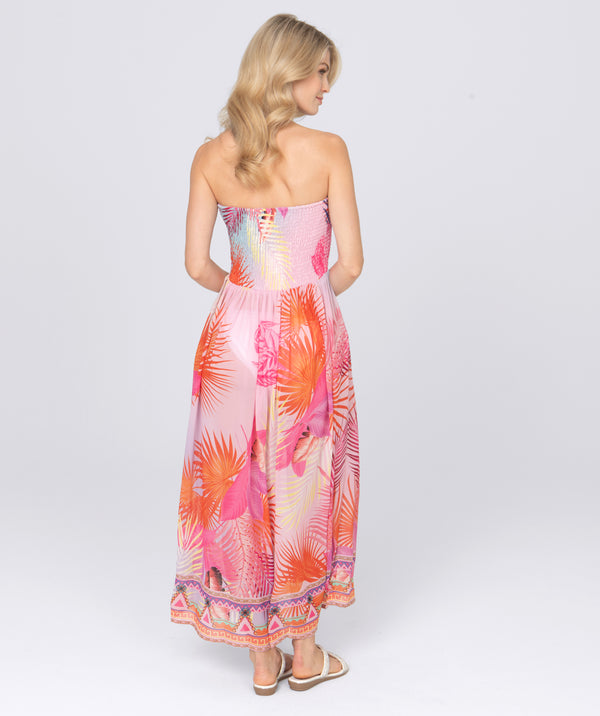 Adalia - vestido maxi sem alças rosa rosa quente