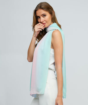 Pastel Ombre Print Scarf with Finished Edging