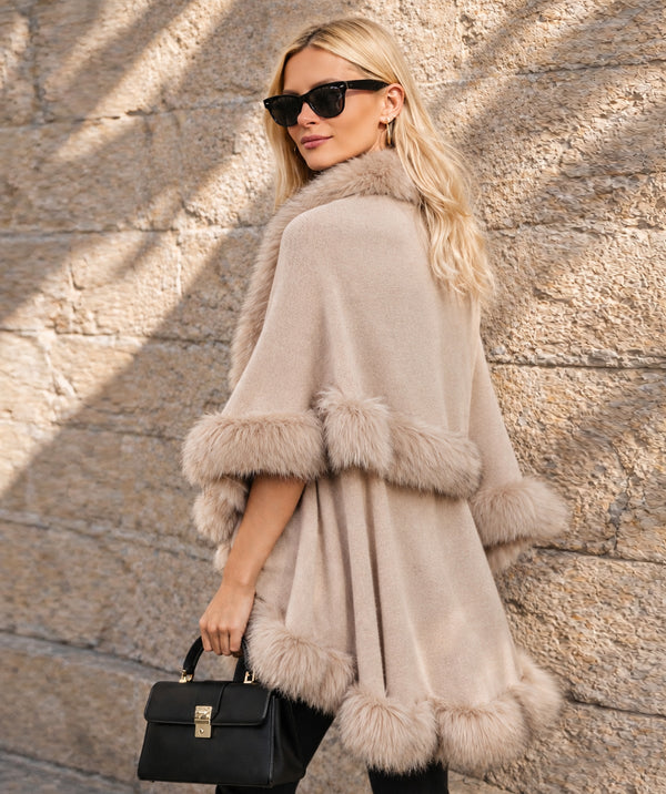 Anabelle - Faux Fur Trim Shawl