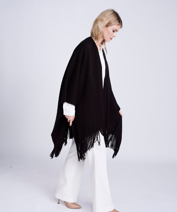 Black Super Soft Fringed Wrap