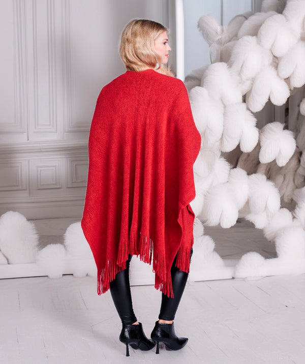 Anthea - Red Super Soft Fringed Wrap