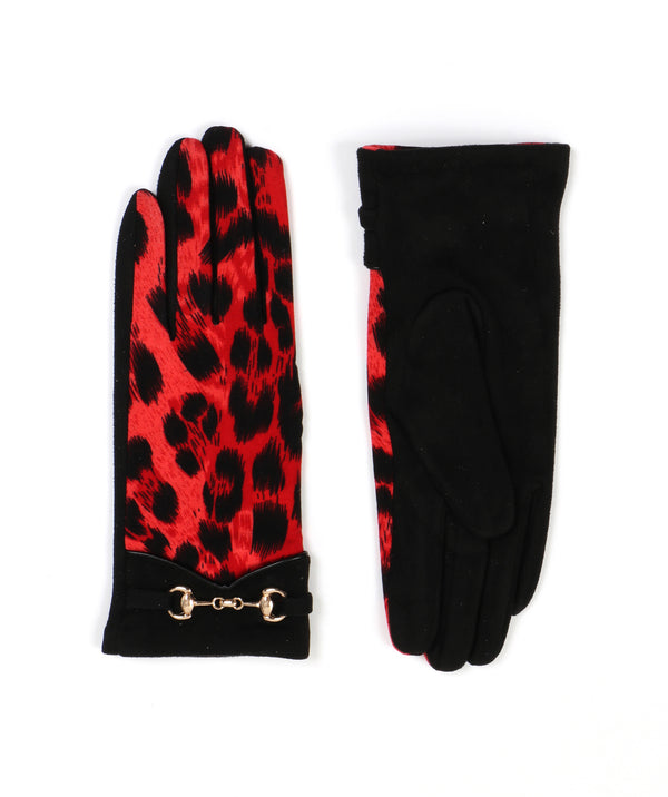 Antonia – Handschuhe aus Wildlederimitat mit Leopardenmuster