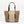 Gold Metallic Leather Detail Straw Tote with Zipped Closure