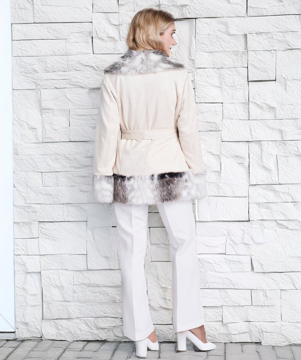 Ariella - Snow Leopard Faux Suede Wrap-Style Coat