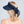 Navy Straw Roll-Up Visor with Chiffon Tie