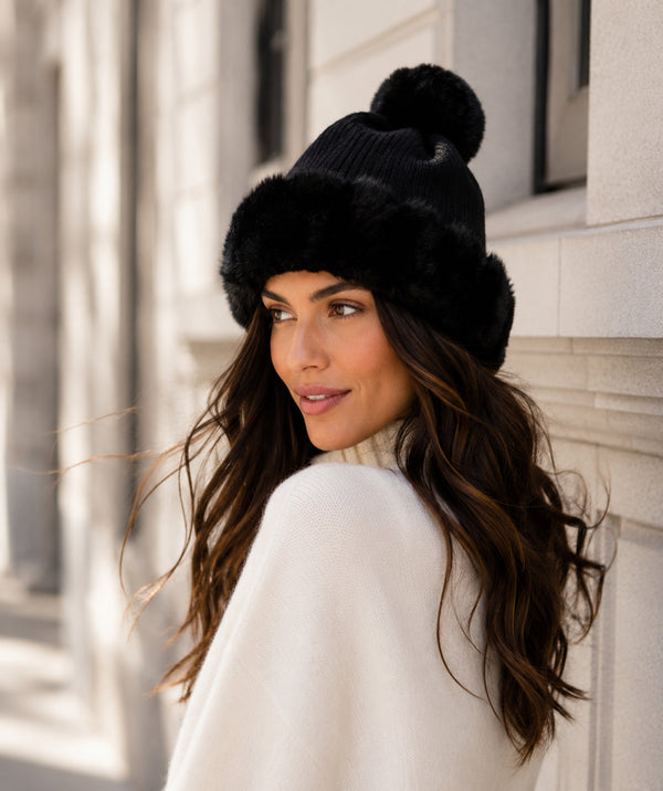 Bailey - Bonnet avec bordure en fausse fourrure