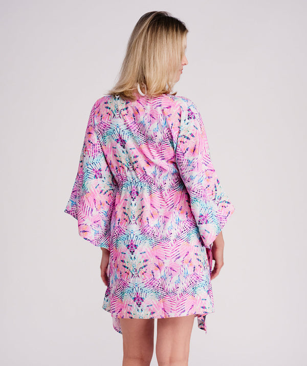 Barbados - Deep Pink Printed Beach Kaftan