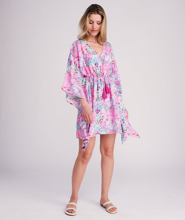 Barbados - Deep Pink Printed Beach Kaftan